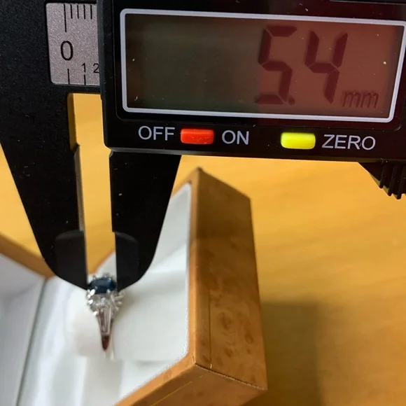 Platinum Sapphire & Diamond Cocktail Ring Size 5 Total Carat Weight 0.38 - Picture 12 of 16